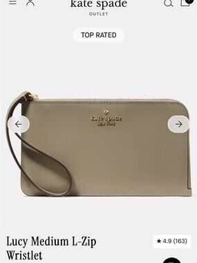 Kate Spade oyster shell saffiano leather Lucy medium L zip wristlet NWT